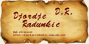 Đorđe Radunkić vizit kartica